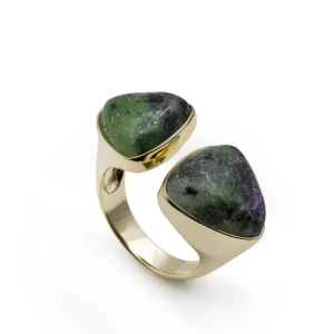 Anillos Con Piedras | Anillos Grandes | LINEARGENT Anillo con piedra labradolita diseño triangular abierto