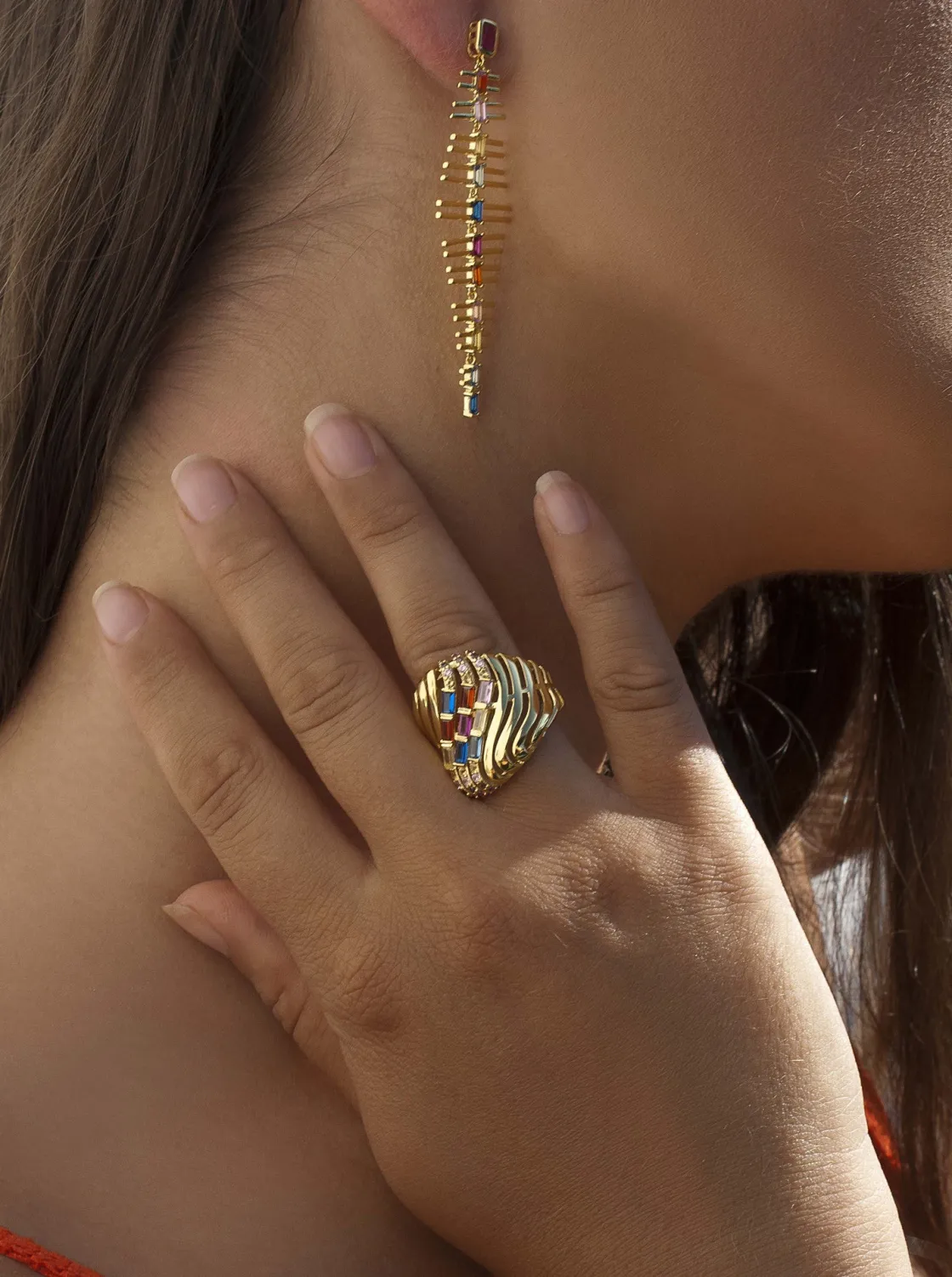Anillos Con Piedras | LINEARGENT Anillo con piedras ancho efecto espiral