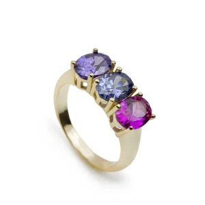 Anillos Dorados | Anillos Con Piedras | LINEARGENT Anillo con piedras ovales en tonos azul y morados.