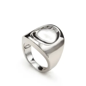 Anillos Anchos | Anillos Grandes | LINEARGENT Anillo de diseño estilo sello hundido