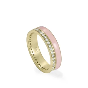 Anillos Circonitas | LINEARGENT Anillo esmalte rosa diseño carril de circonitas