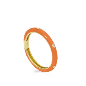 Anillos Pequeños | Anillos Finos | LINEARGENT Anillo esmalte triple circonita en tono naranja