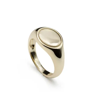 Anillo Sello | LINEARGENT Anillo sello de plata bañada en oro diseño redondo