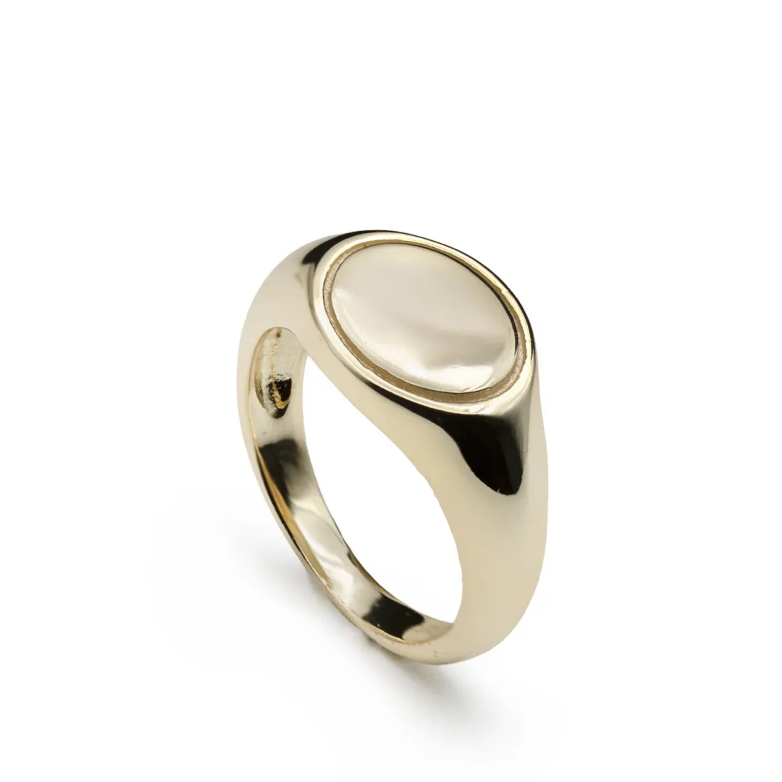 Anillo Sello | LINEARGENT Anillo sello de plata bañada en oro diseño redondo