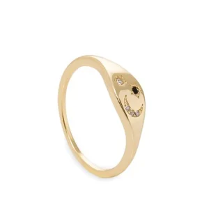 Anillos Pequeños | Anillo Sello | LINEARGENT Anillo sello de plata motivo astral de luna y estrellas
