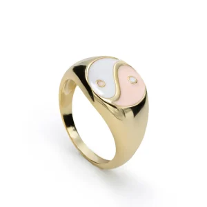Anillo Sello | LINEARGENT Anillo sello diseño ''yin yang'' con esmalte bicolor
