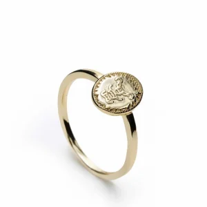Anillo Sello | LINEARGENT Anillo sello en plata dorado diseño azteca