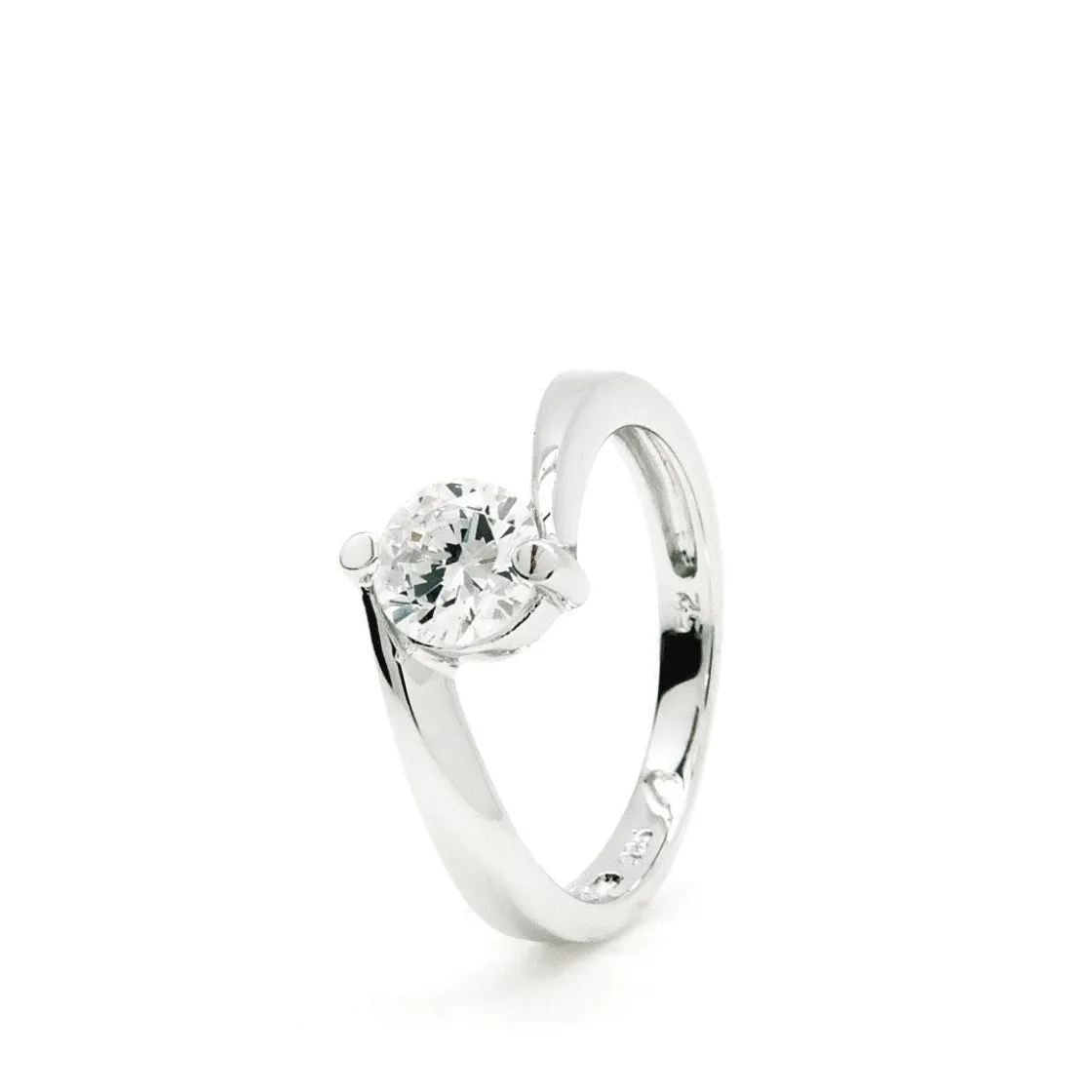 Anillos De Compromiso | Anillo Solitario | LINEARGENT Anillo solitario diseño arqueado con cuarzo adamantino