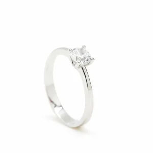 Anillos Especiales | Anillos Pequeños | LINEARGENT Anillo solitario diseño de cuarzo adamantino central
