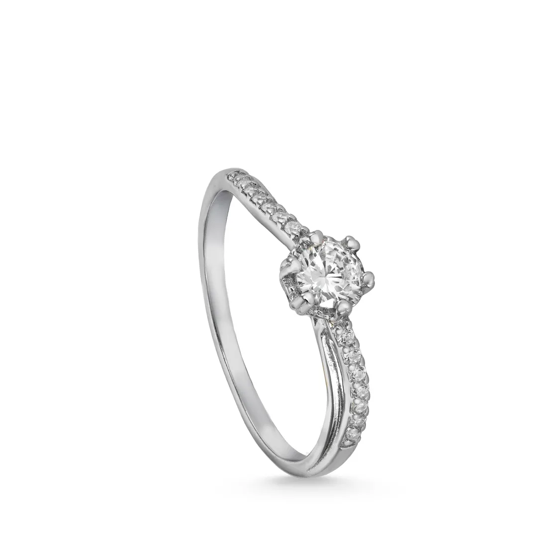 Anillos Especiales | Anillos De Compromiso | LINEARGENT Anillo solitarios diseño fino con circonitas