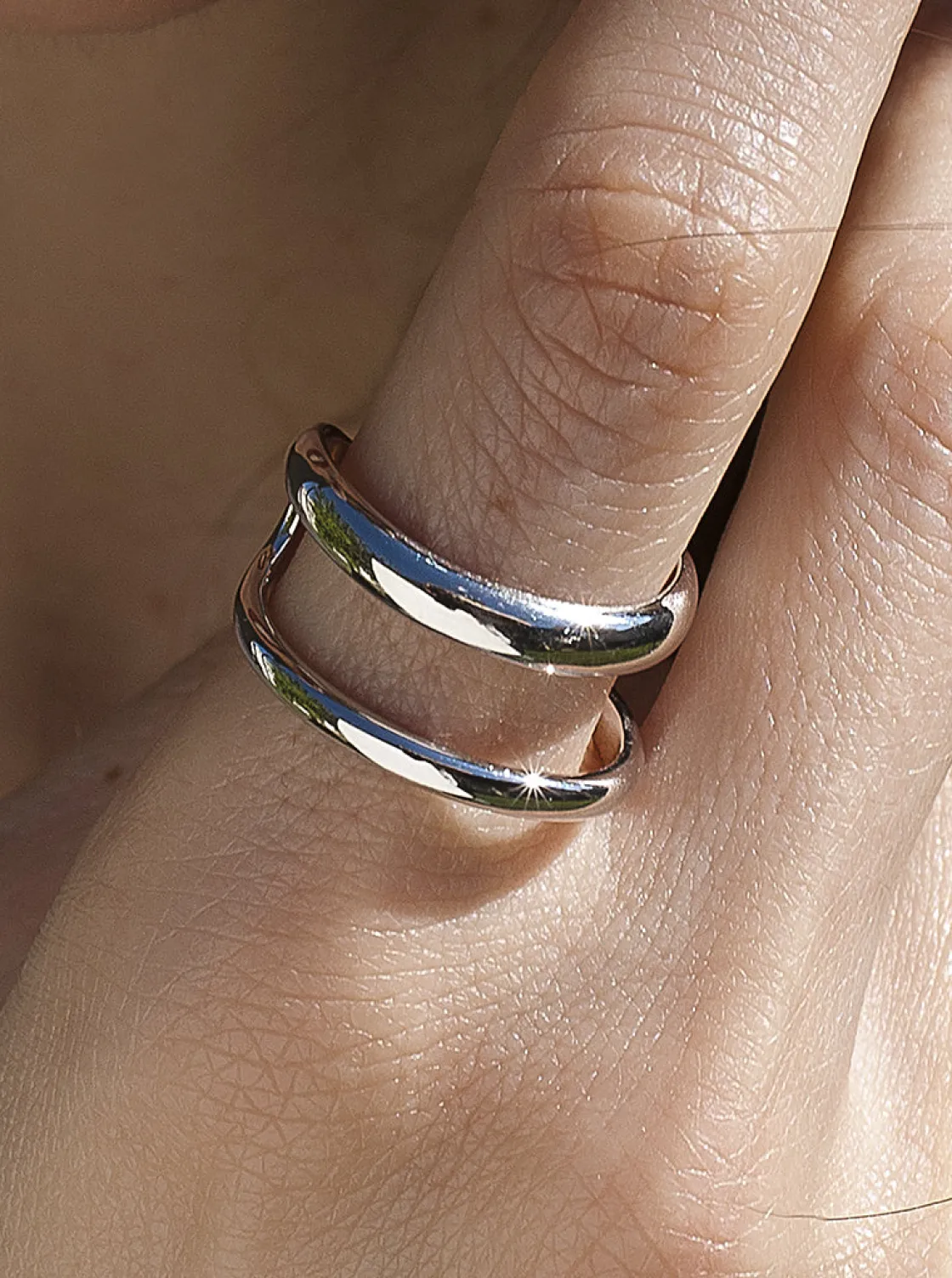 Anillos Anchos | LINEARGENT Anillos anchos de plata diseño doble raíl