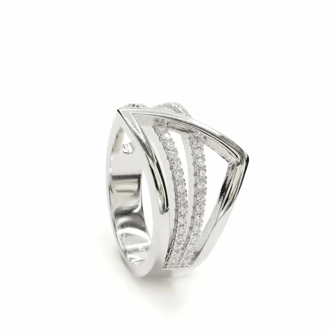 Anillos Anchos | LINEARGENT Anillos anchos de plata diseño geométrico y circonitas