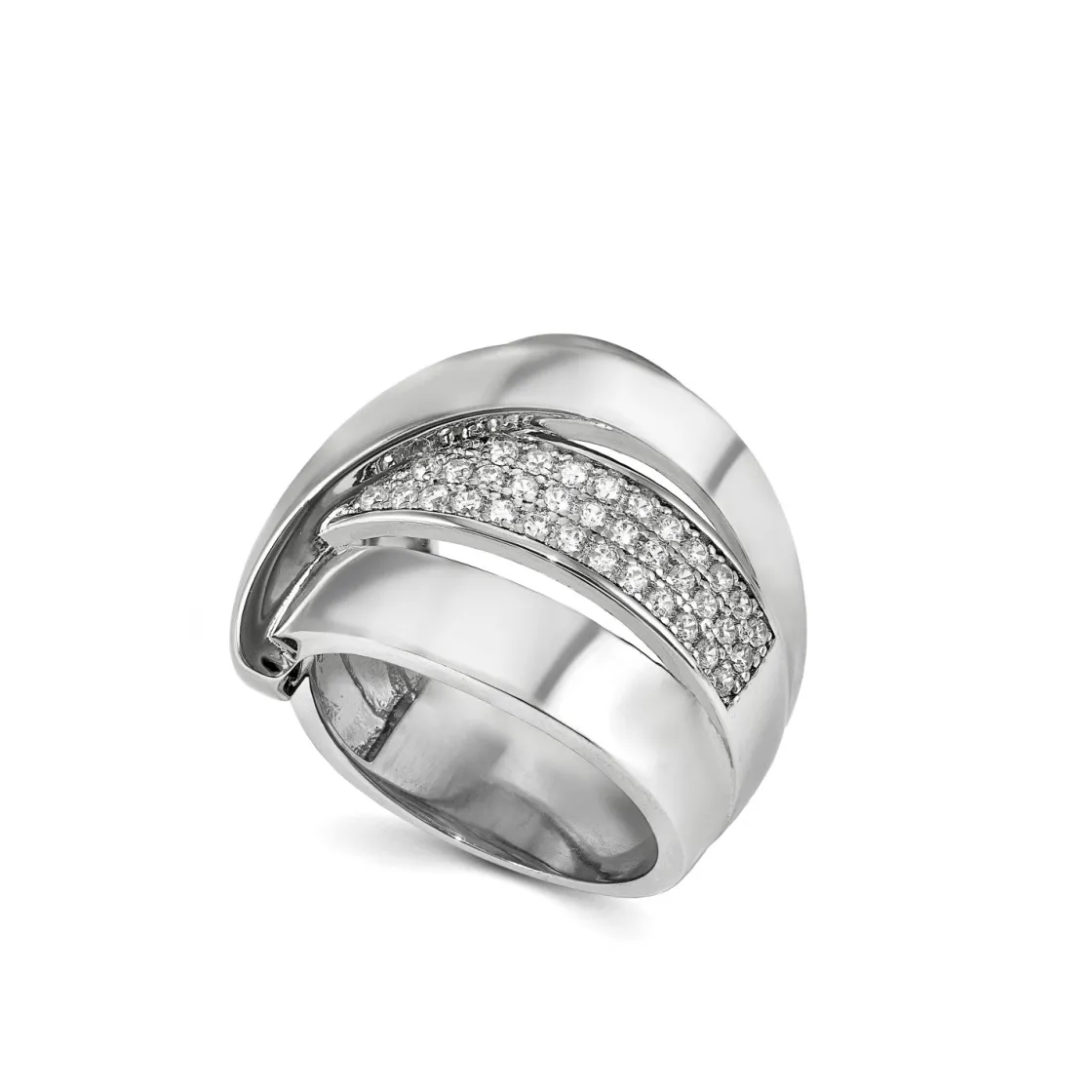 Anillos De Diseño | Anillos Anchos | LINEARGENT Anillos anchos diseño carril diagonal con circonitas
