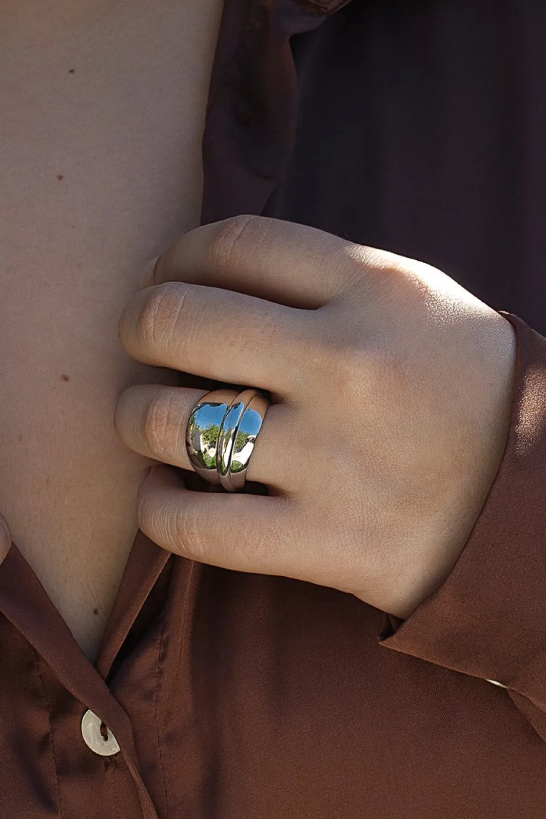 Anillos Anchos | Anillos Grandes | LINEARGENT Anillos anchos diseño carriles en plata lisa