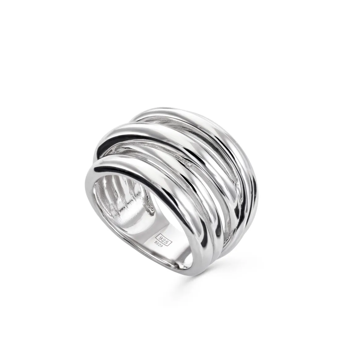 Anillos Anchos | Anillos Grandes | LINEARGENT Anillos anchos diseño cinco carriles en plata lisa