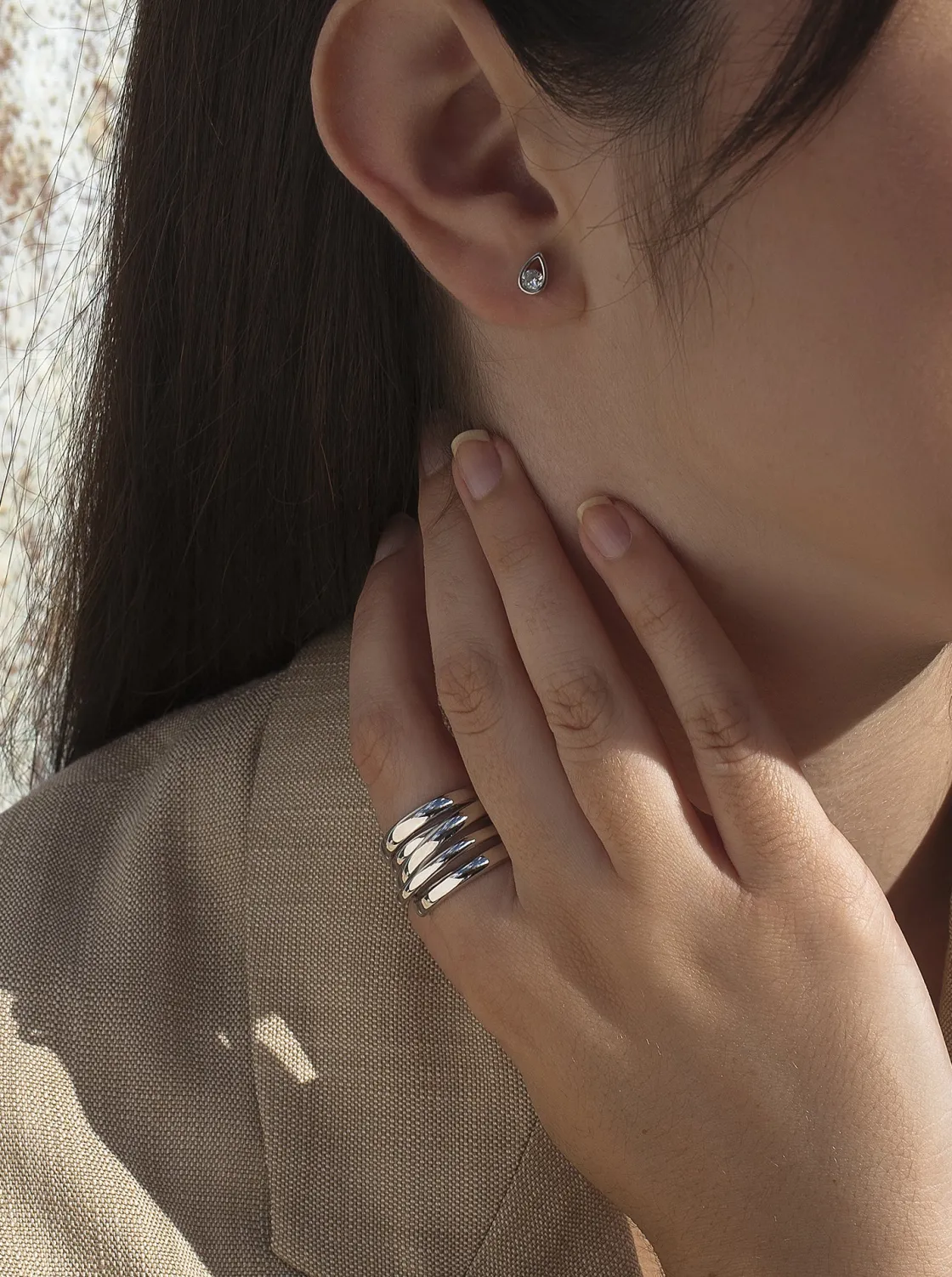 Anillos Anchos | Anillos Grandes | LINEARGENT Anillos anchos diseño cinco carriles en plata lisa