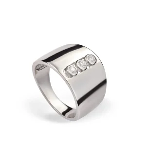 Anillos Con Piedras | Anillos Anchos | LINEARGENT Anillos anchos diseño lineal de circonitas verticales