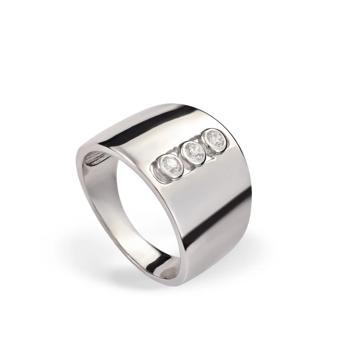 Anillos Con Piedras | Anillos Anchos | LINEARGENT Anillos anchos diseño lineal de circonitas verticales