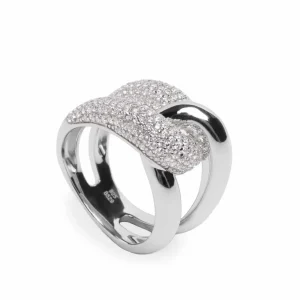 Anillos Circonitas | LINEARGENT Anillos anchos diseño nudo central y circonitas
