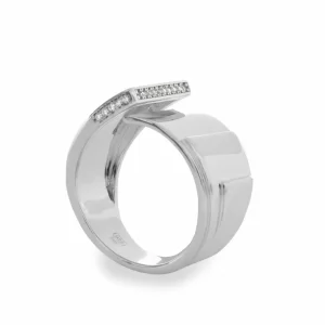 Anillos Anchos | Anillos Grandes | LINEARGENT Anillos anchos diseño superpuesto con detalle de circonitas