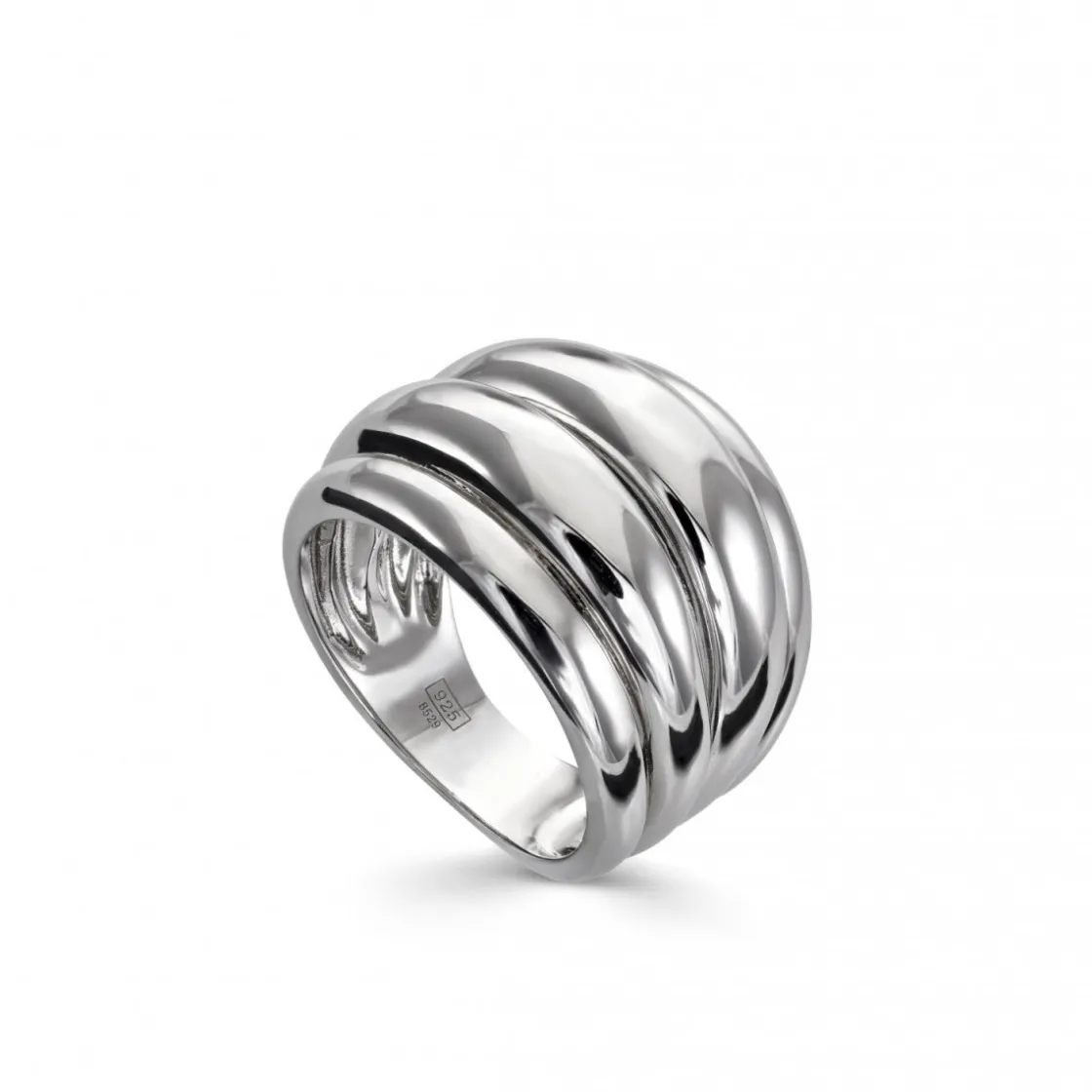 Anillos Anchos | Anillos Grandes | LINEARGENT Anillos anchos formados por cuatro carriles en plata