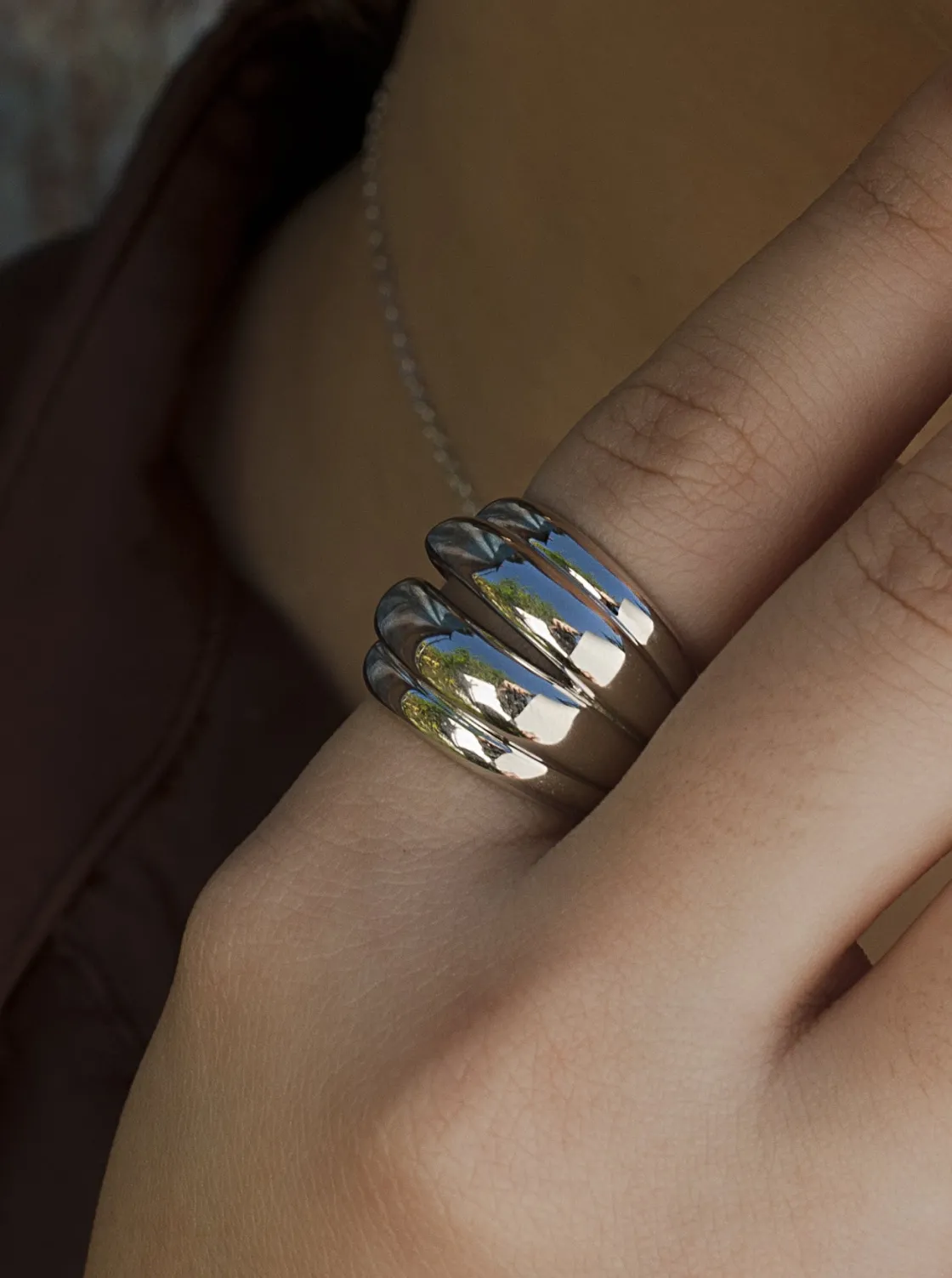 Anillos Anchos | Anillos Grandes | LINEARGENT Anillos anchos formados por cuatro carriles en plata