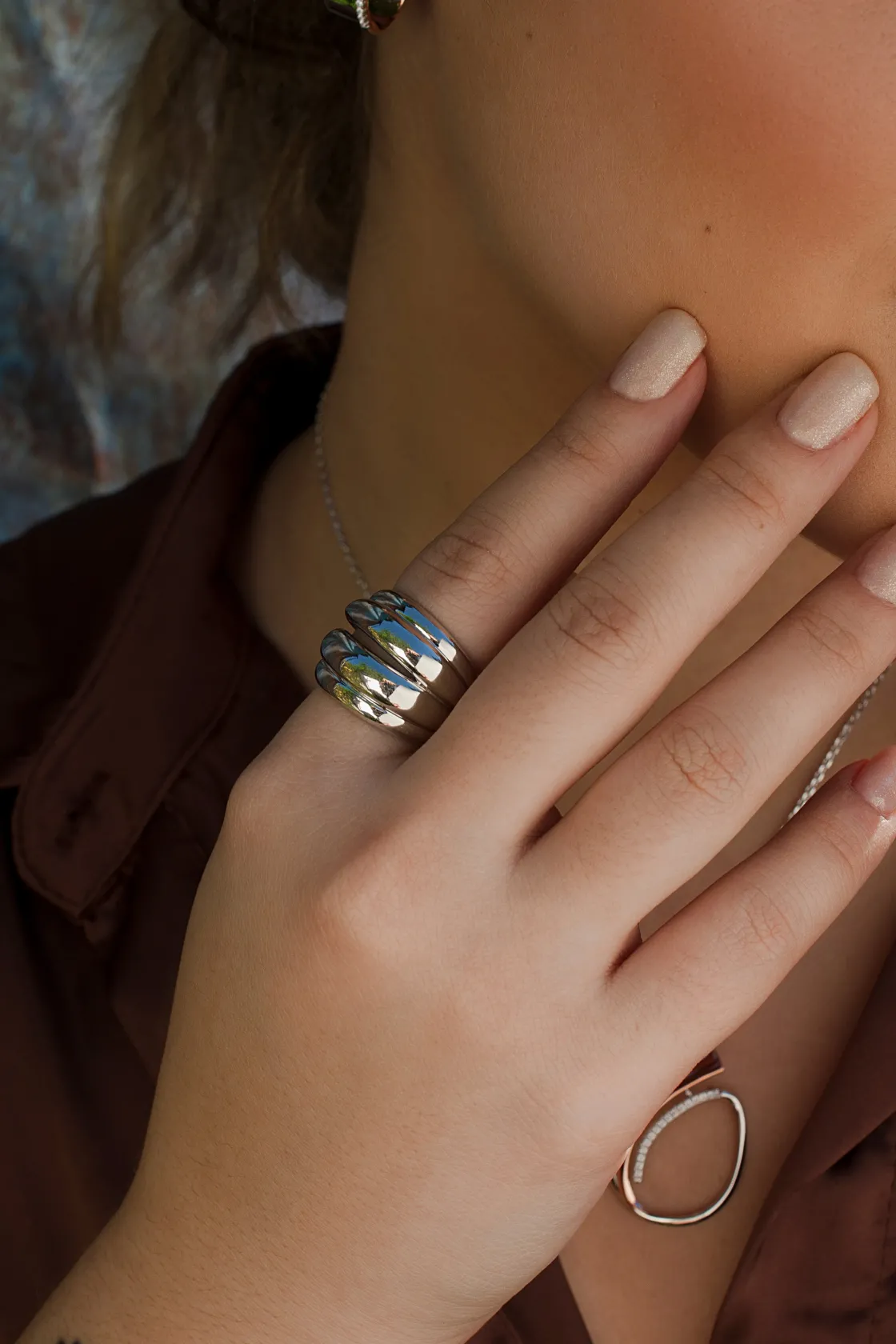 Anillos Anchos | Anillos Grandes | LINEARGENT Anillos anchos formados por cuatro carriles en plata
