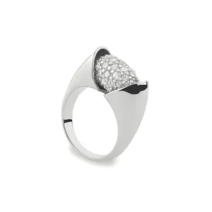 Anillos De Diseño | Anillos Circonitas | LINEARGENT Anillos circonitas blancas diseño abierto brillante y plata lisa