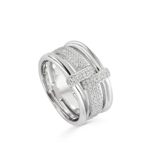 Anillos Anchos | Anillos Grandes | LINEARGENT Anillos circonitas de plata con diseño de hebilla