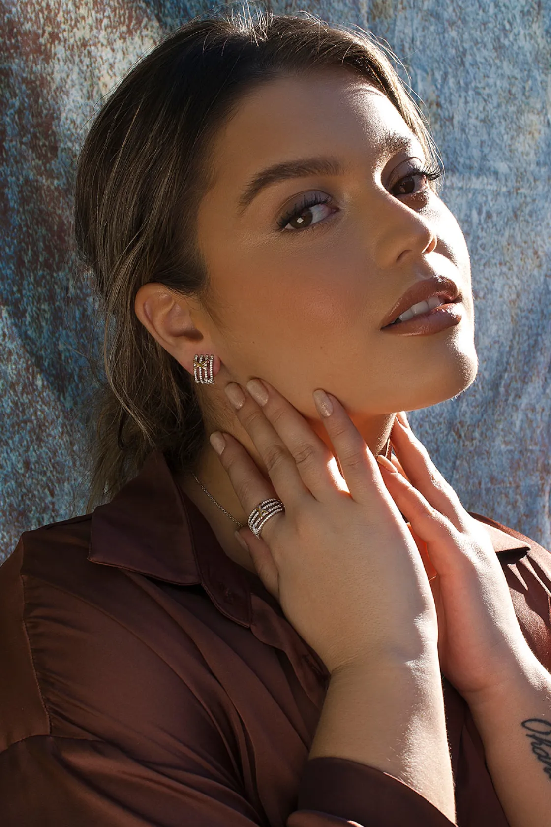Anillos Bicolor | Anillos Circonitas | LINEARGENT Anillos circonitas de plata con grapa cruzada