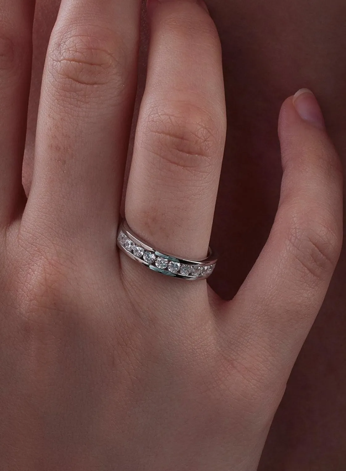 Anillos Finos | Anillos Circonitas | LINEARGENT Anillos circonitas diseño brillante combinado con plata lisa