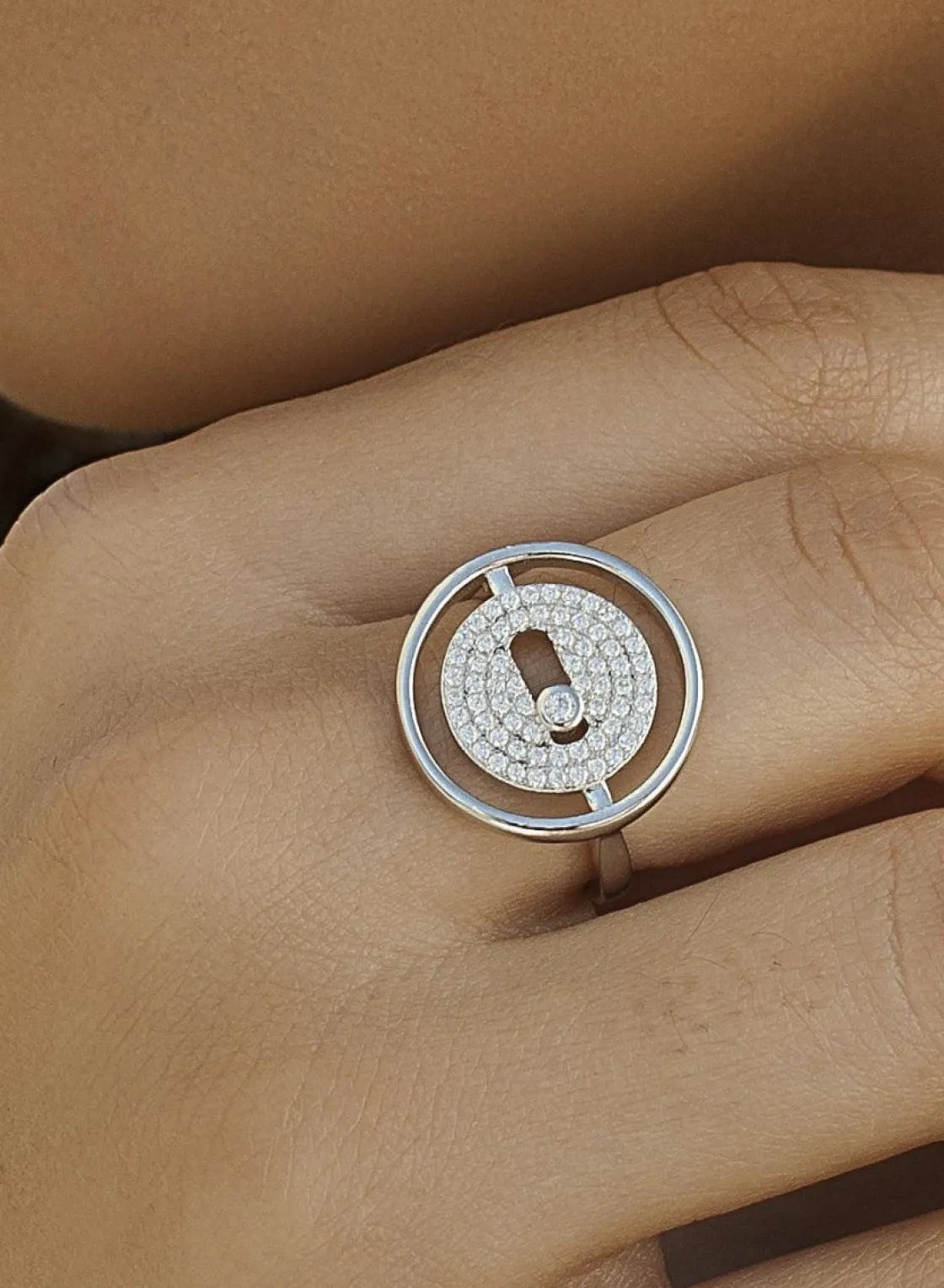 Anillos Circonitas | LINEARGENT Anillos circonitas diseño de doble botón y plata lisa