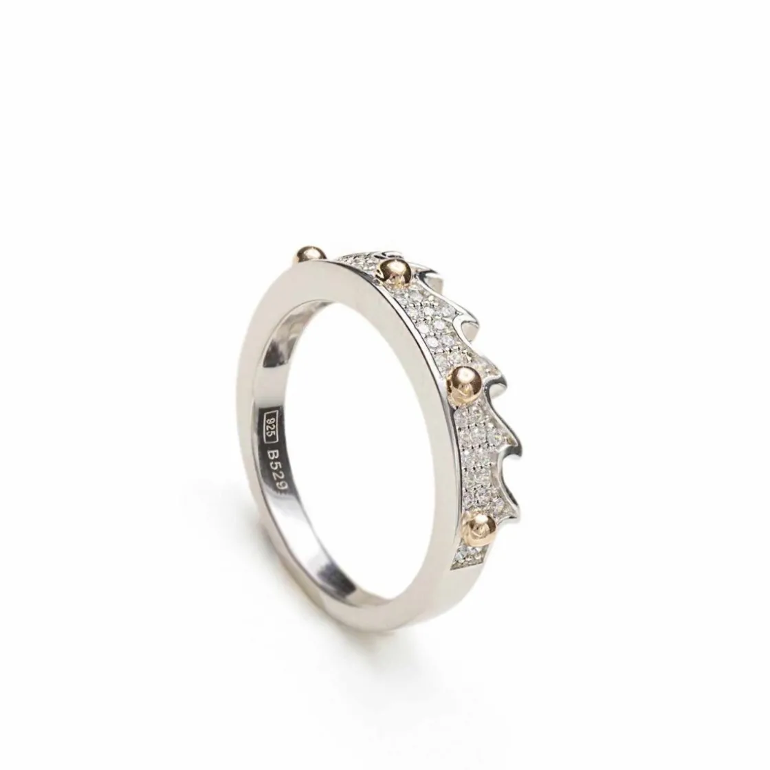 Anillos Circonitas | LINEARGENT Anillos circonitas diseño de púas con detalles dorados