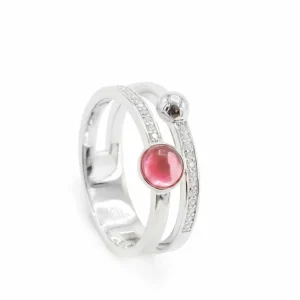 Anillos Circonitas | LINEARGENT Anillos circonitas diseño doble carril detalle en tono rubí