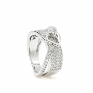 Anillos Circonitas | LINEARGENT Anillos circonitas diseño hebilla horizontal dos carriles
