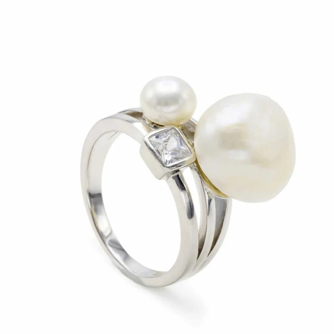 Anillos Con Perlas | LINEARGENT Anillos con perlas de plata con triple motivo