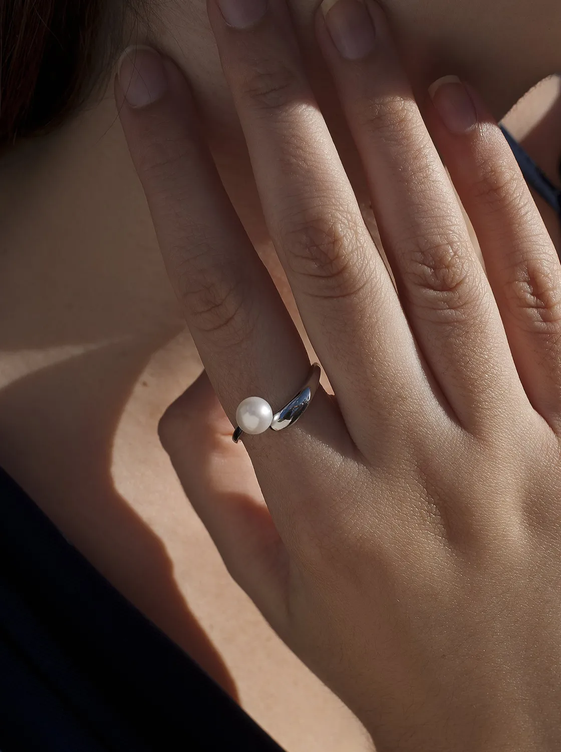 Anillos Con Perlas | LINEARGENT Anillos con perlas de plata diseño abierto con perla