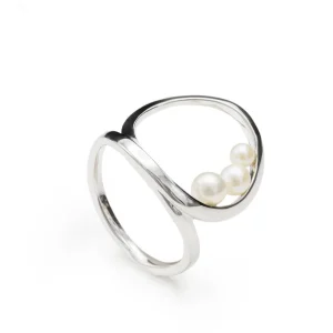 Anillos Con Perlas | LINEARGENT Anillos con perlas de plata diseño circular entrelazado