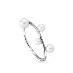 Anillos Con Perlas | LINEARGENT Anillos con perlas de plata diseño de cuatro perlas