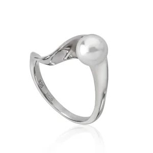 Anillos De Diseño | Anillos Con Perlas | LINEARGENT Anillos con perlas de plata diseño ondulado
