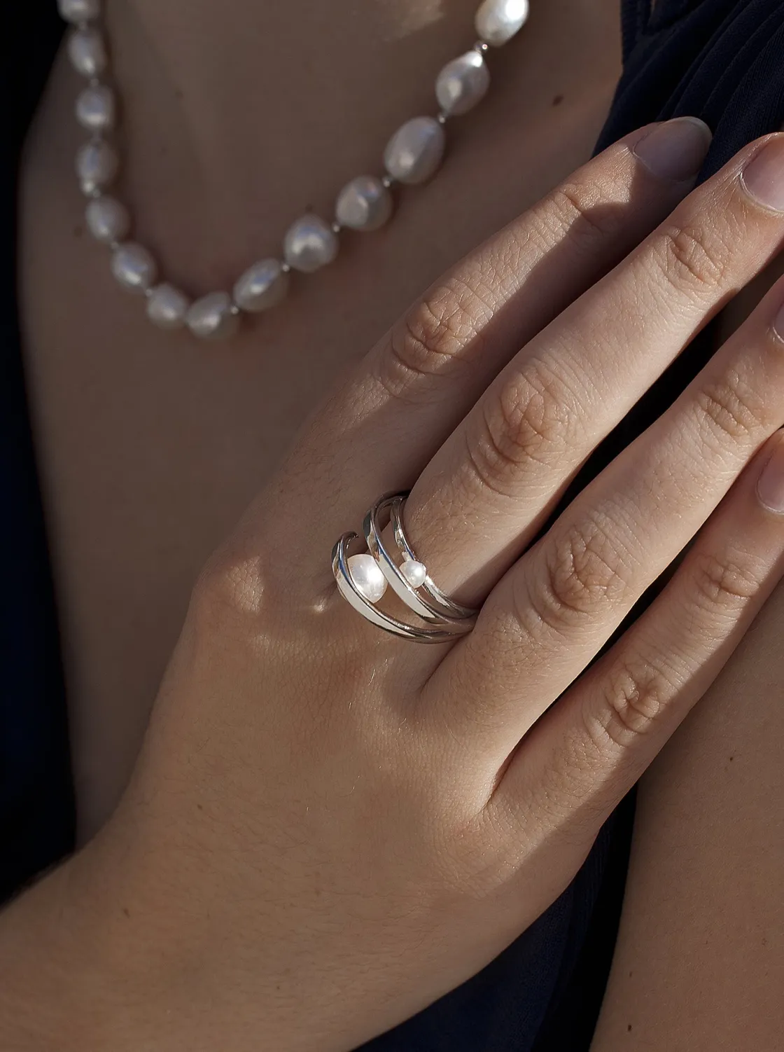 Anillos Con Perlas | LINEARGENT Anillos con perlas diseño doble perla