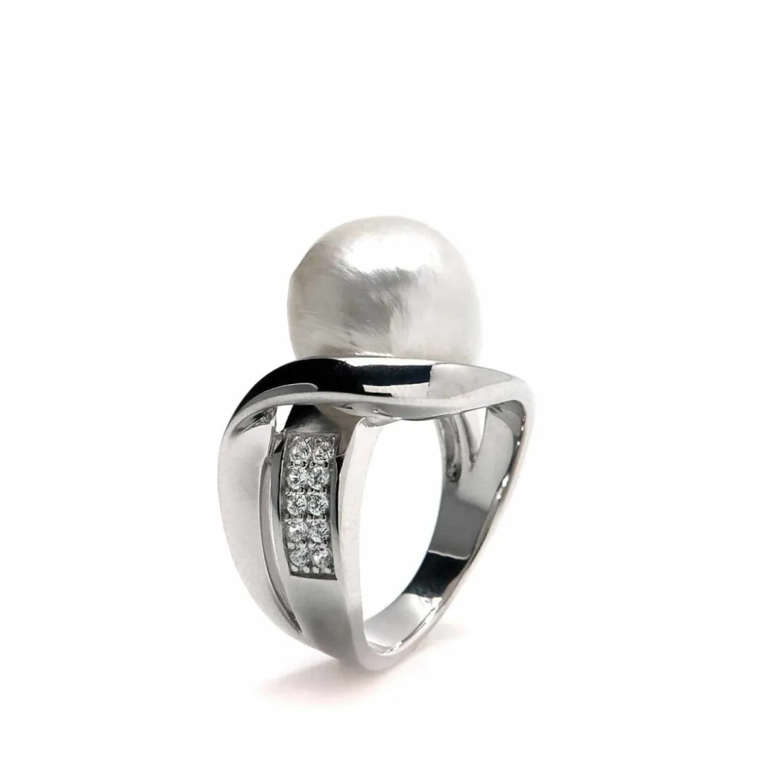 Anillos Con Perlas | LINEARGENT Anillos con perlas diseño irregular con circonita