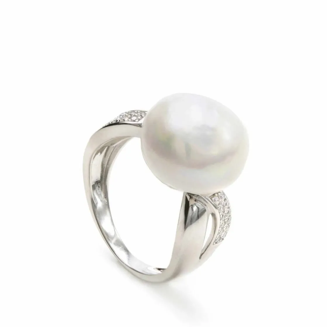 Anillos Con Perlas | LINEARGENT Anillos con perlas diseño irregular con circonitas