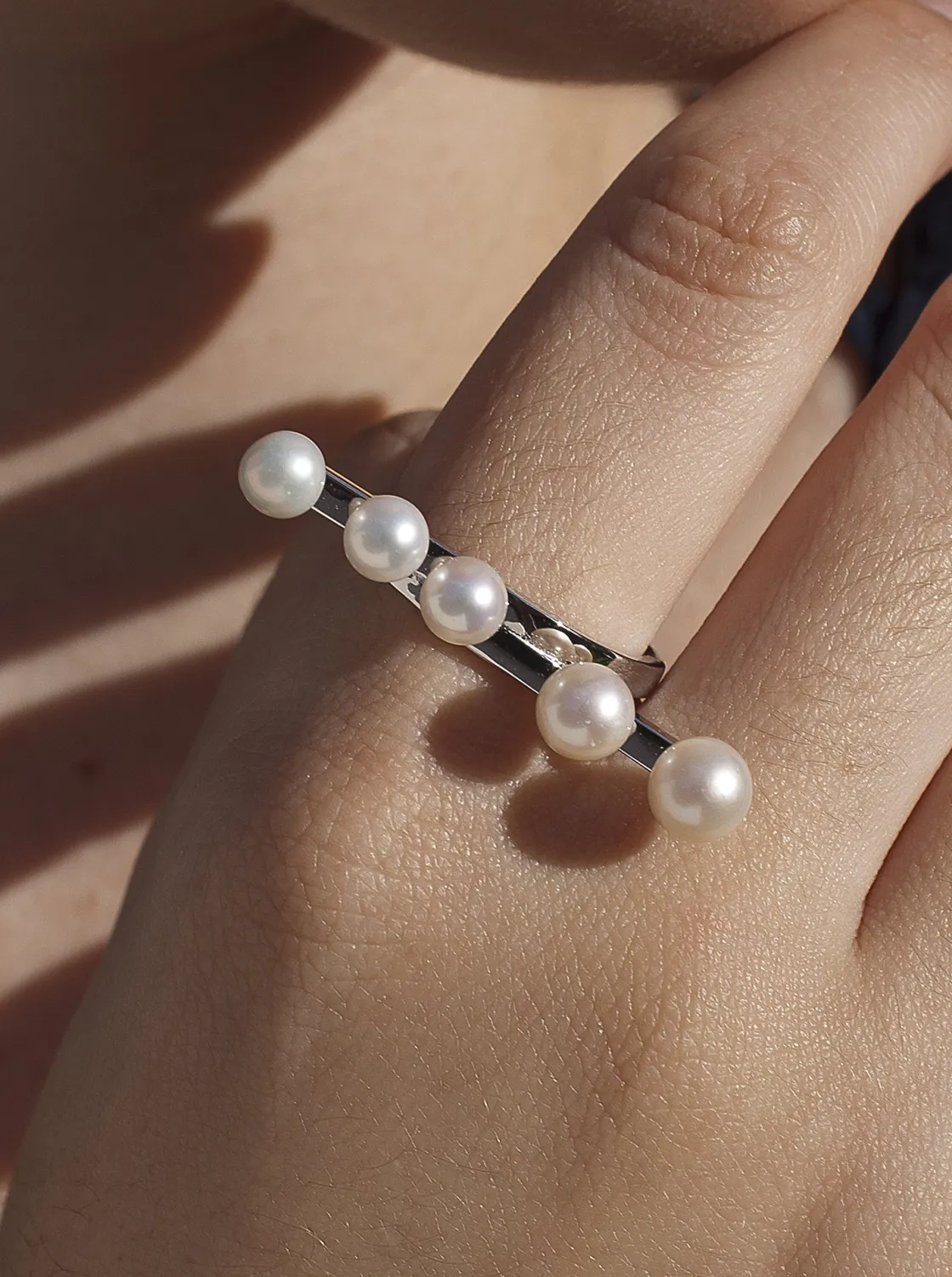 Anillos Con Perlas | LINEARGENT Anillos con perlas diseño minimalista