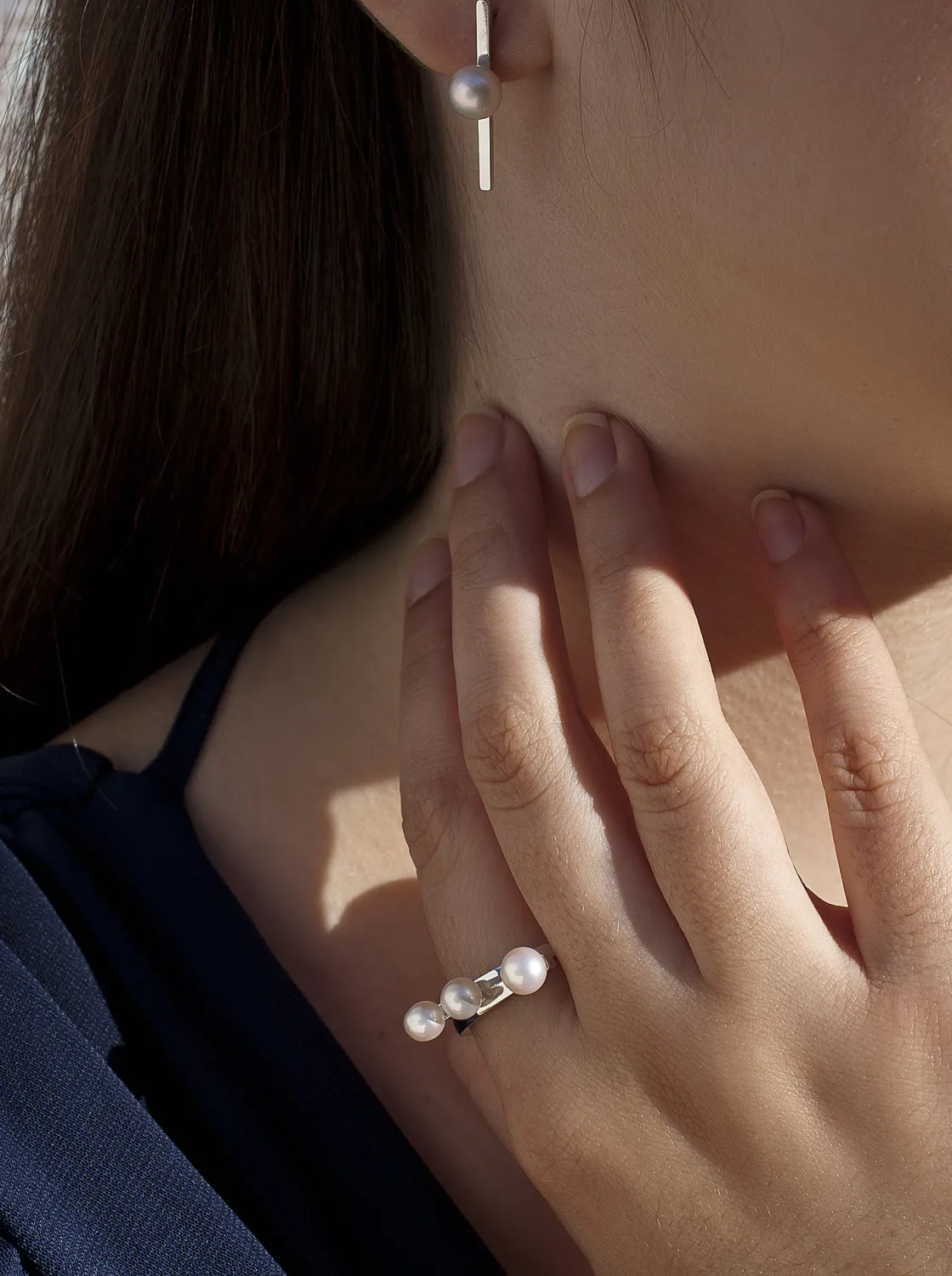 Anillos Con Perlas | LINEARGENT Anillos con perlas diseño minimalista triple perla