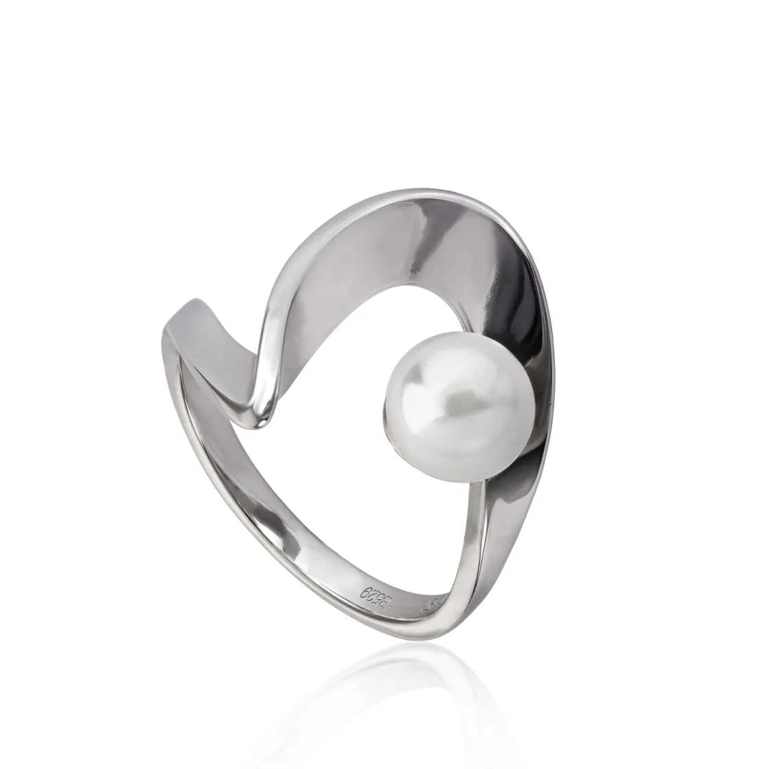 Anillos De Diseño | Anillos Con Perlas | LINEARGENT Anillos con perlas diseño serpentina con una perla