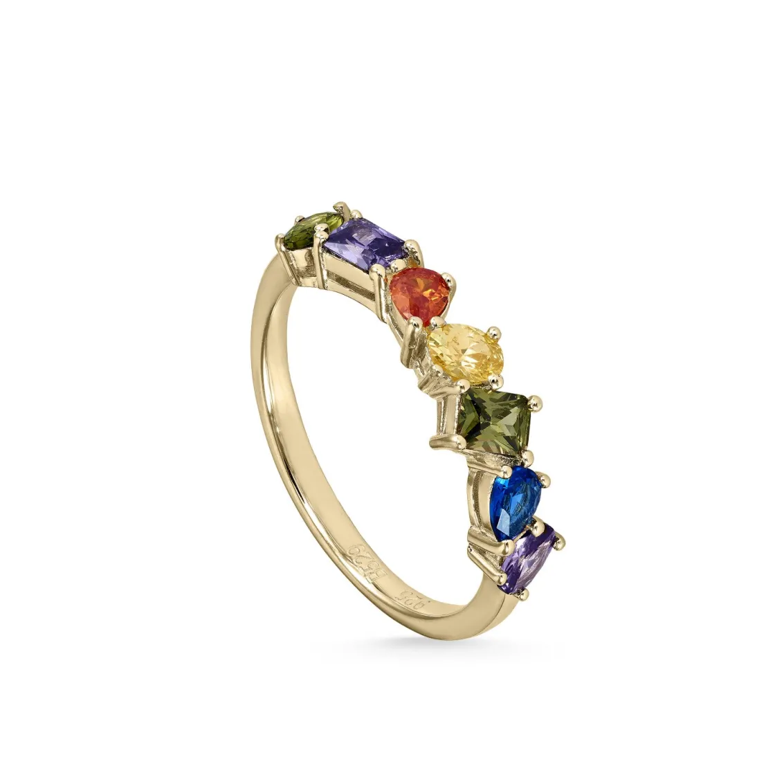 Anillos Dorados | Anillos Pequeños | LINEARGENT Anillos con piedras de colores centrales bañadas en oro