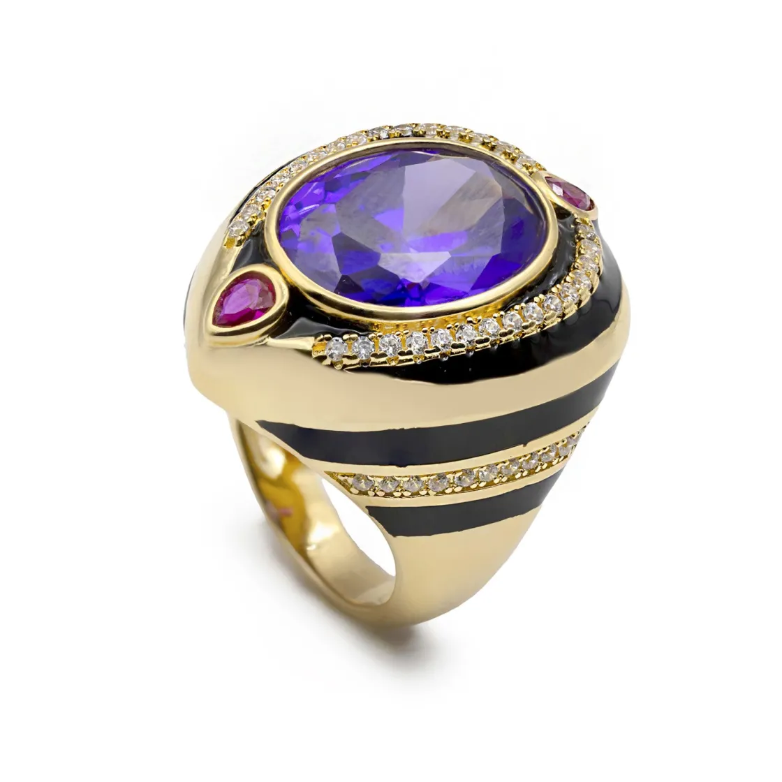 Anillos De Diseño | Anillos Con Piedras | LINEARGENT Anillos con piedras de colores en tono amatista