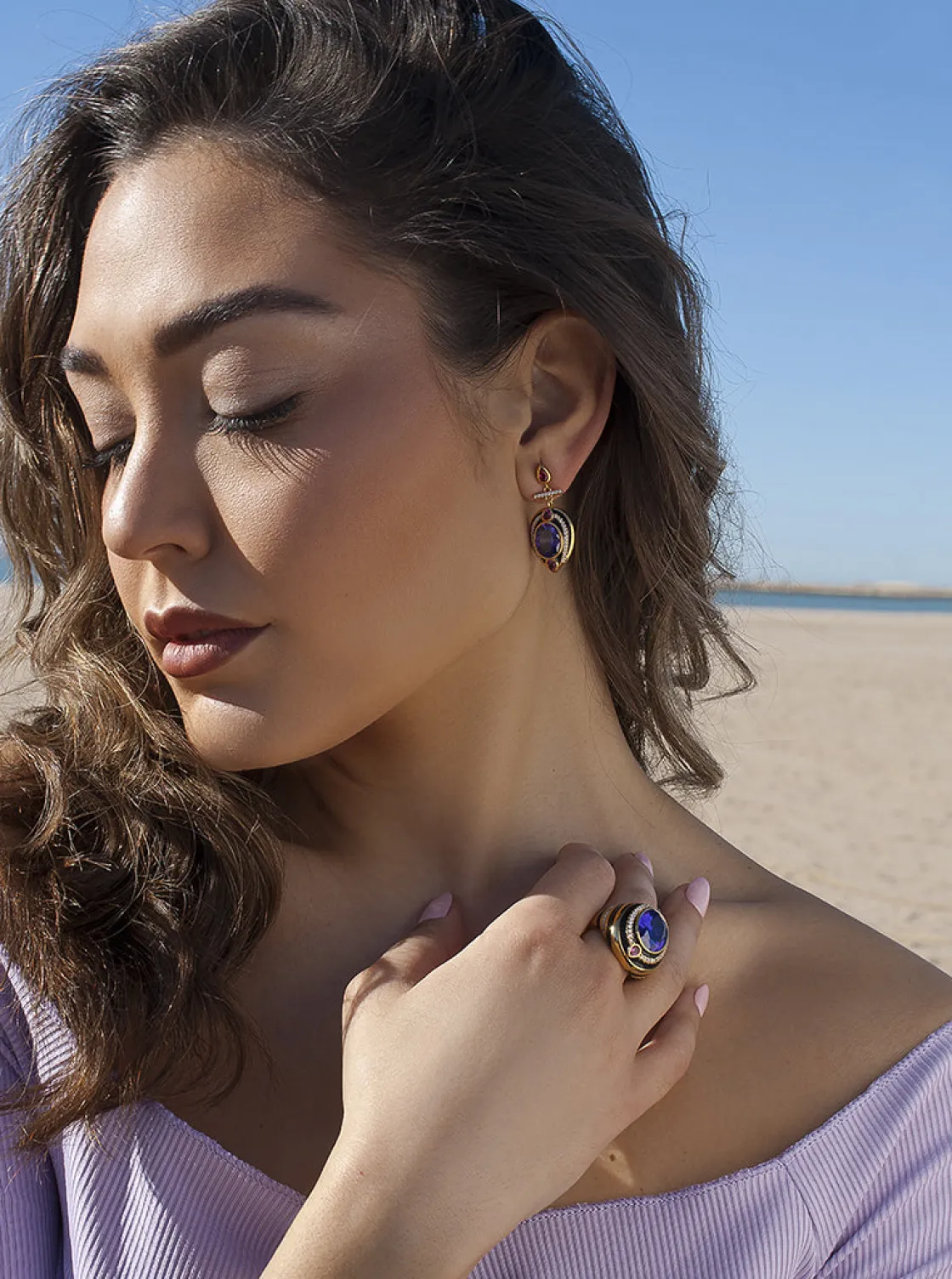 Anillos De Diseño | Anillos Con Piedras | LINEARGENT Anillos con piedras de colores en tono amatista
