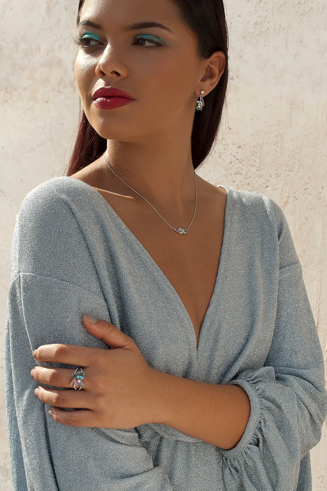 Anillos Especiales | Anillos Con Piedras | LINEARGENT Anillos con piedras de colores en tonos malva y azul